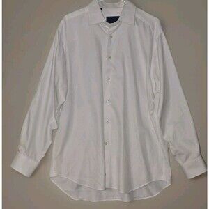 David Donahue Dress Shirt Mens 17 34/35 White Cotton French Cuffs